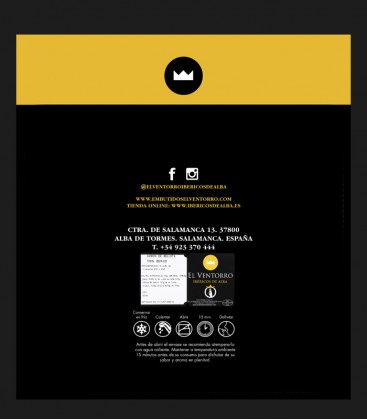 Sobre jamón de Bellota ibérico 100% raza ibérica trasera